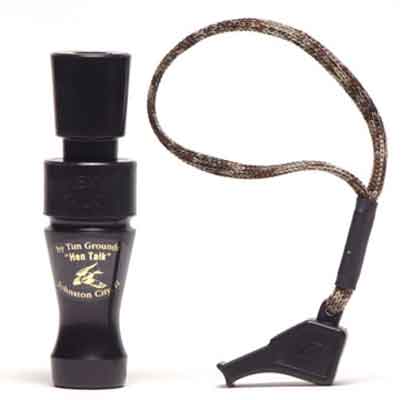 TIM GROUNDS HEN TALK DOUBLE REED DUCK CALL ABS WITH PINTAIL TEAL WHISTLE BLACK 